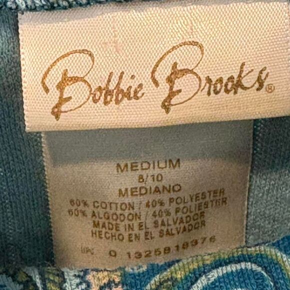 Vintage Bobbie Brooks Teal Paisley Mock Neck Top - Picture 6 of 6